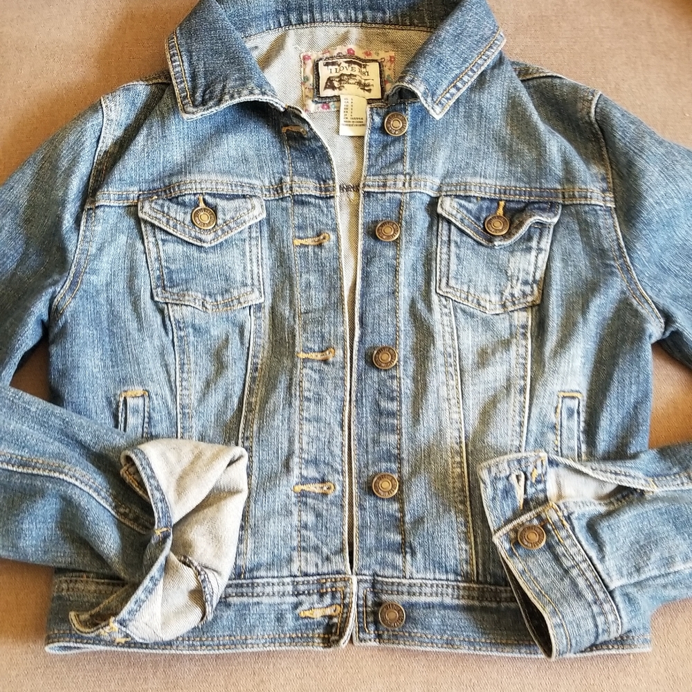 I love h81 s to xs crop denim jacket